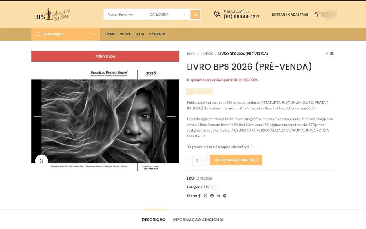 BPS Photo Store — Produto desktop