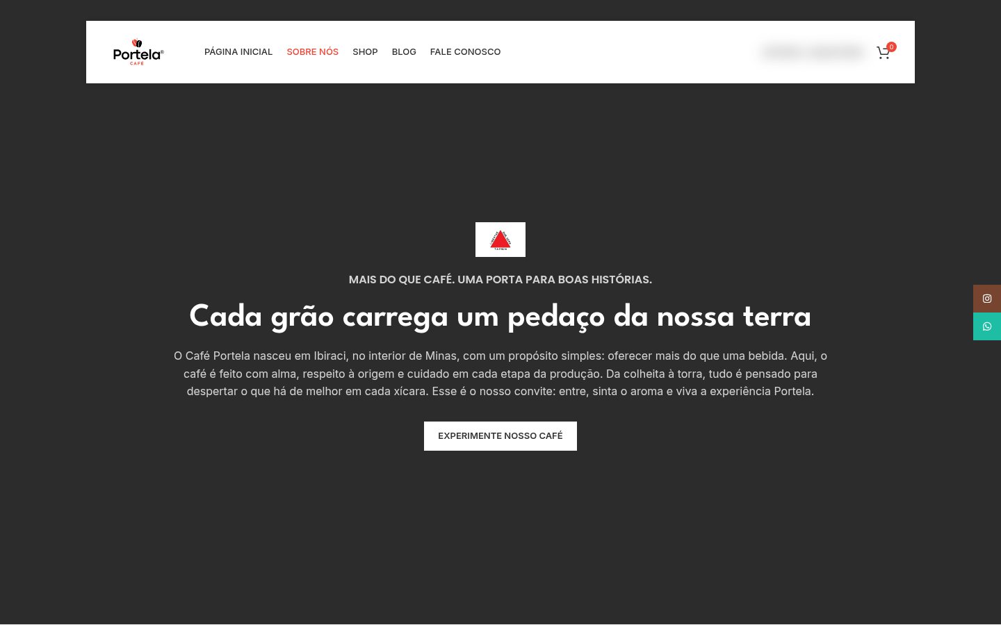 Café Portela — Sobre desktop