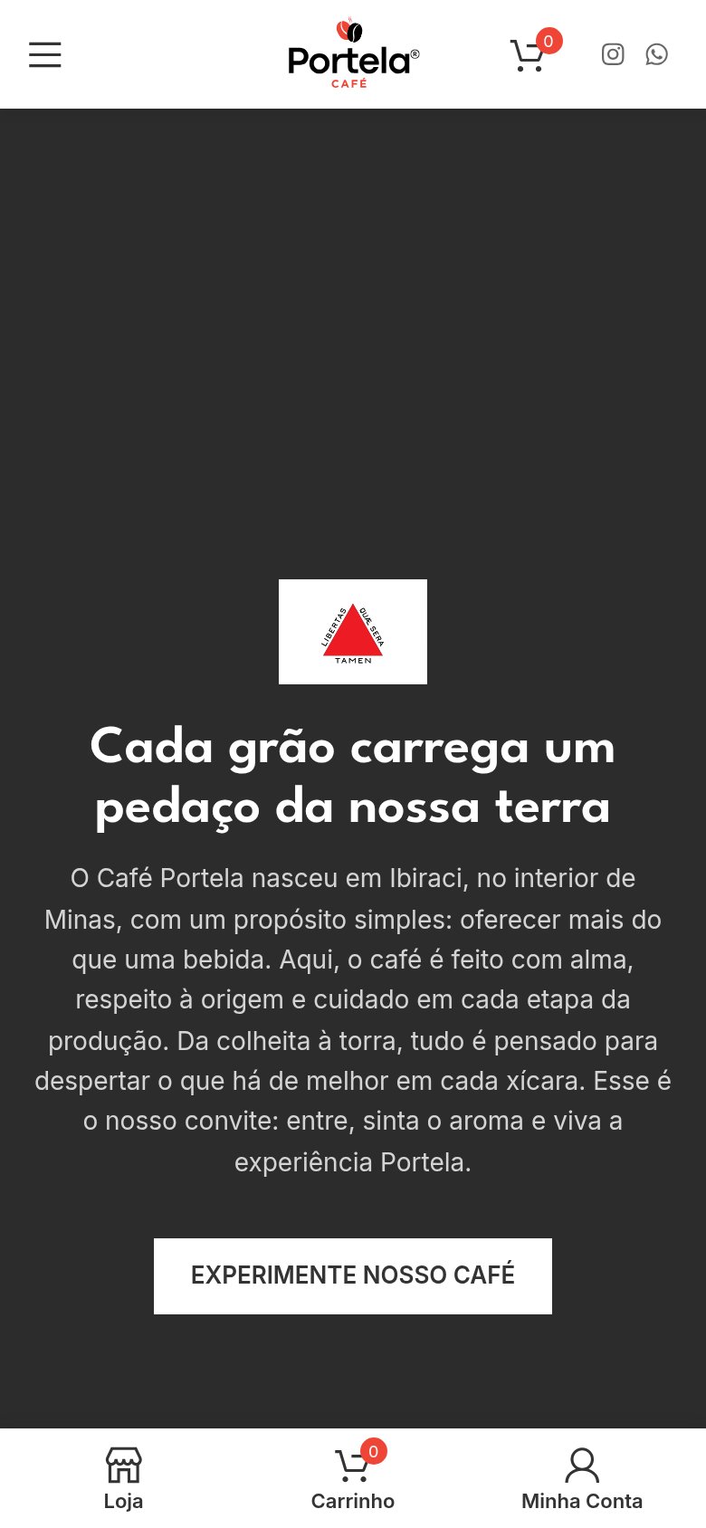 Café Portela — Sobre mobile