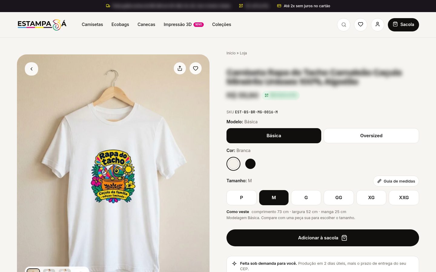 Estampa Já — Produto desktop