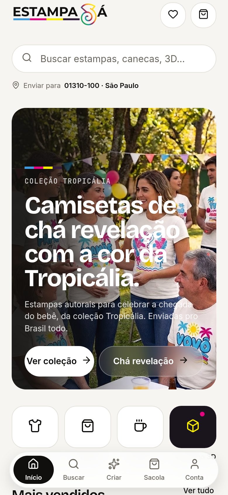 Estampa Já — Home mobile