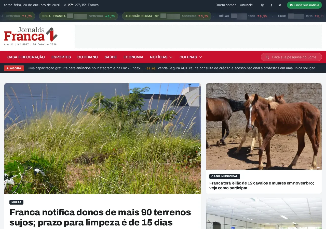 Home do Jornal da Franca em 2026