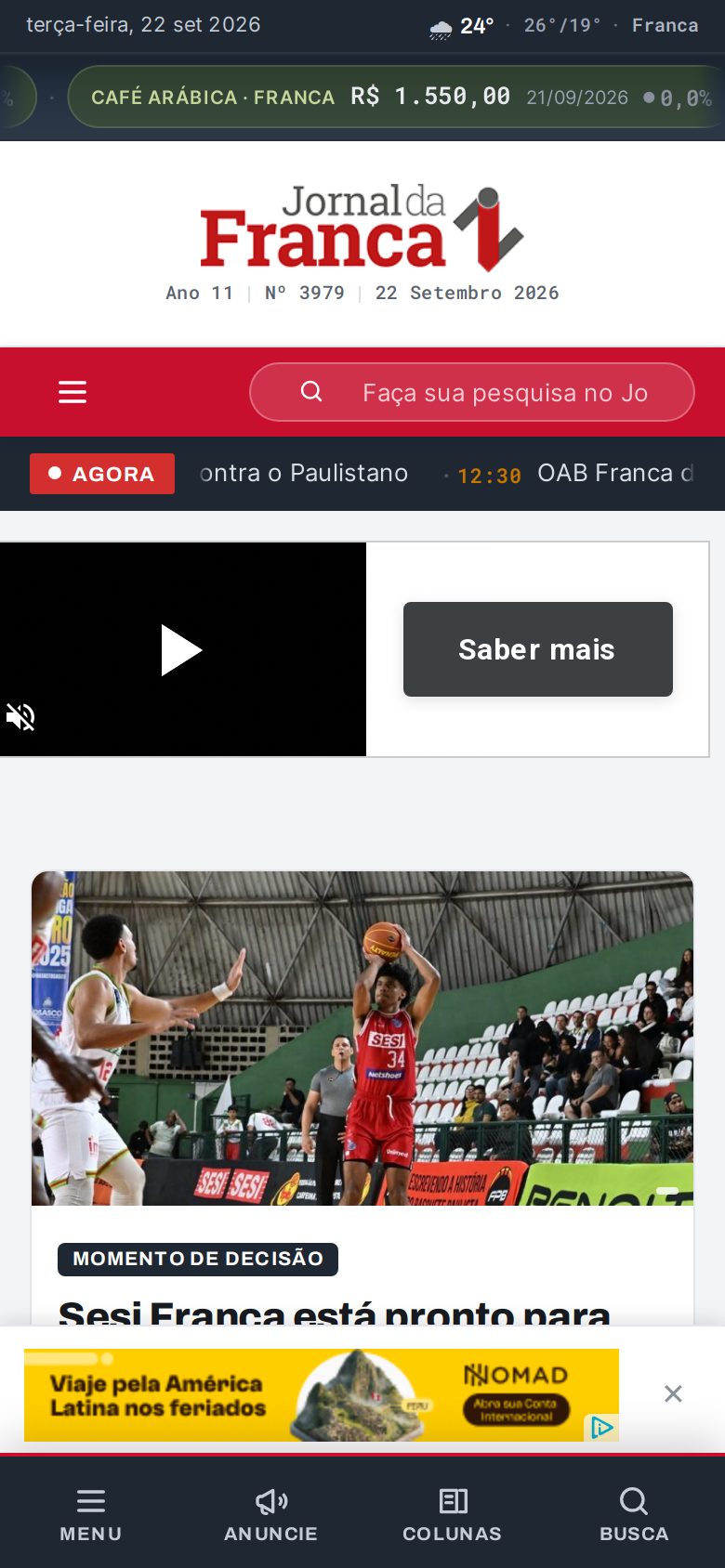Jornal da Franca — Home mobile
