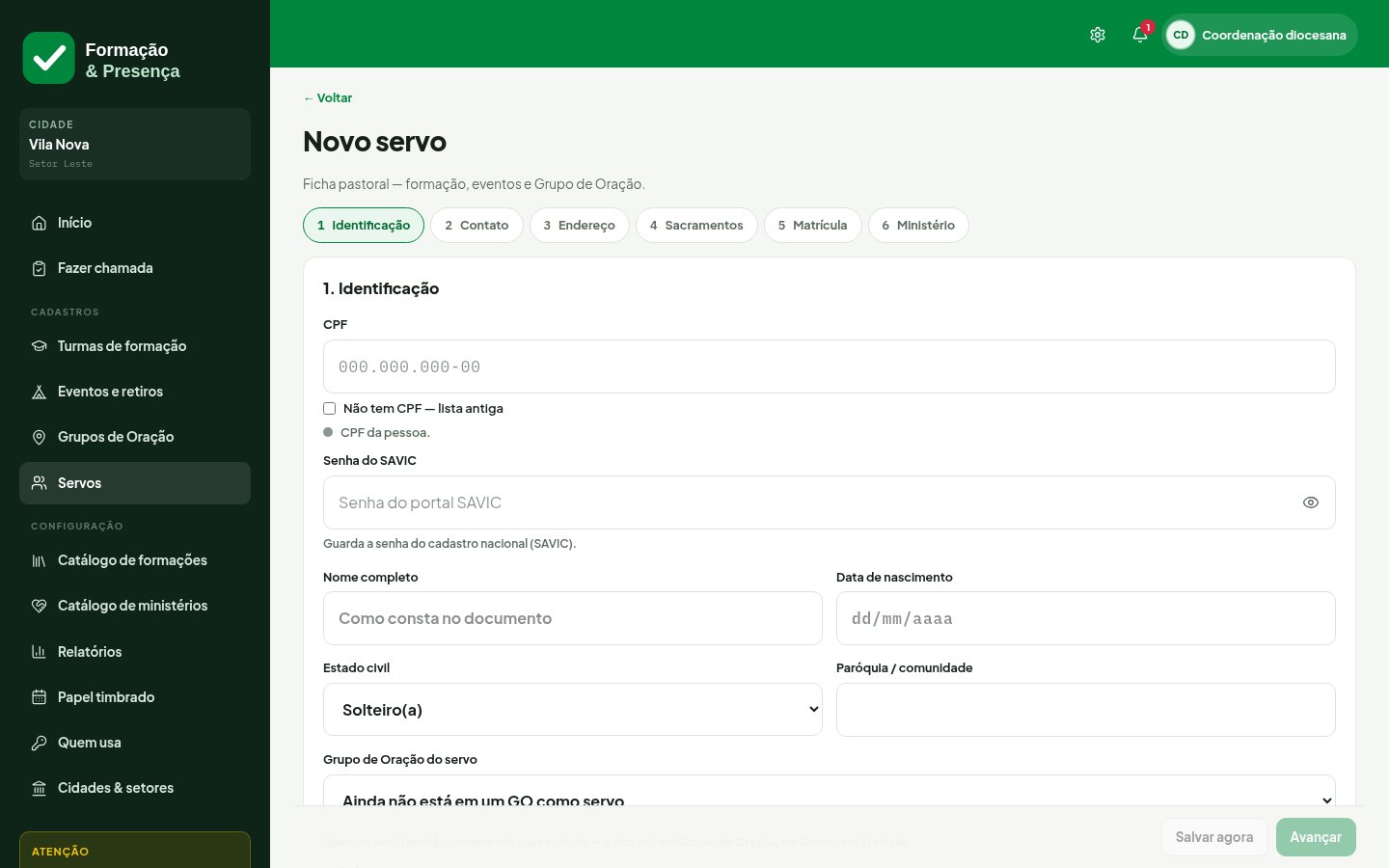 Plataforma de Formação e Presença — Cadastro desktop