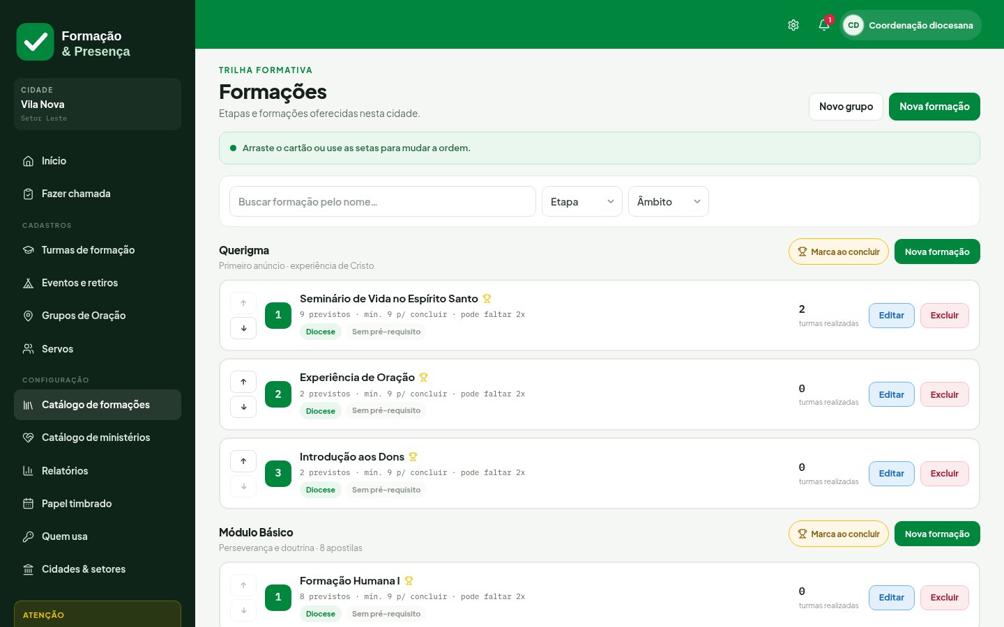 Plataforma de Formação e Presença — Catalogo desktop