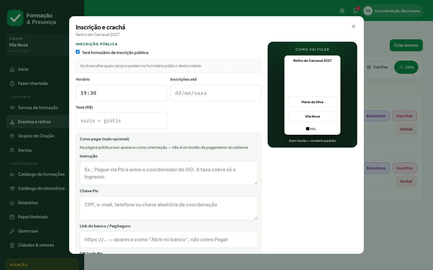 Plataforma de Formação e Presença — Cracha desktop