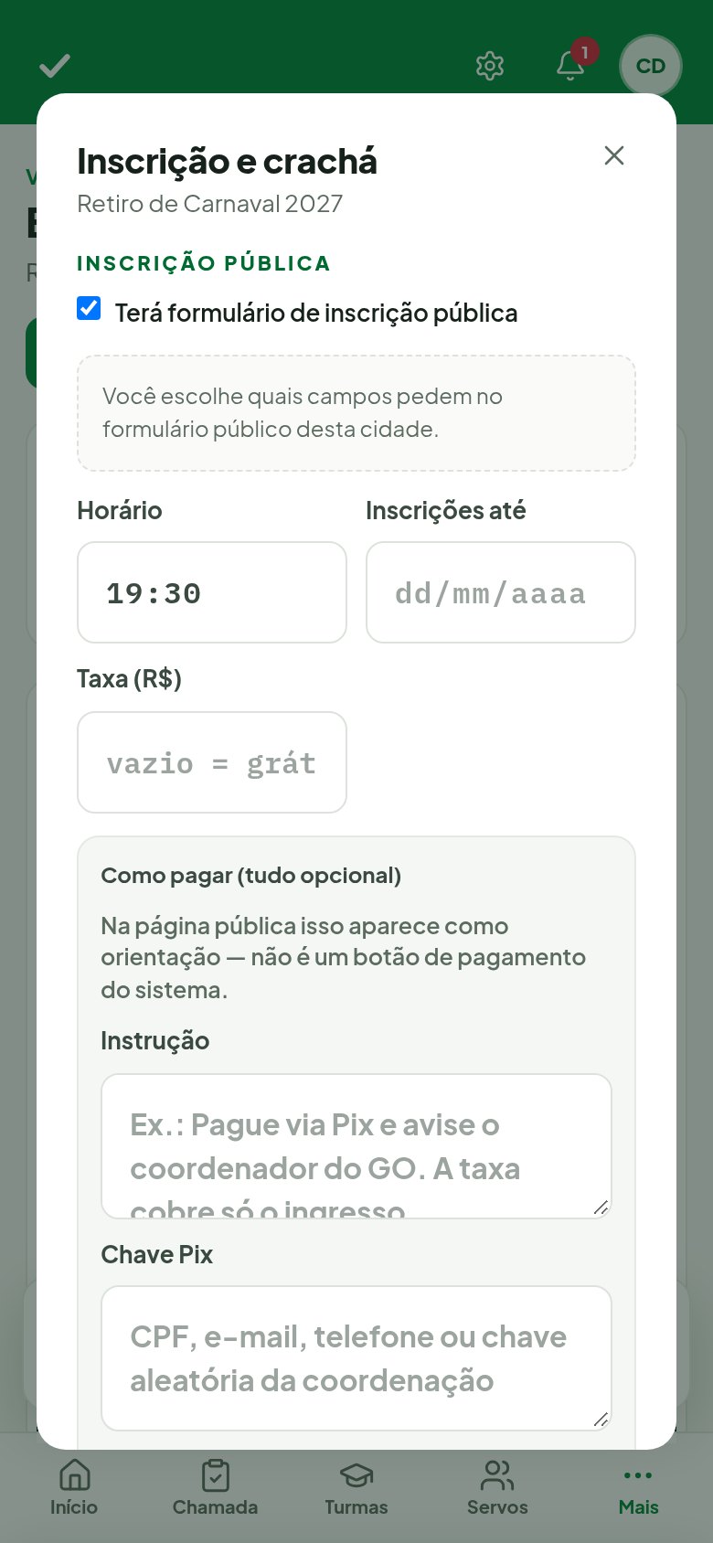 Plataforma de Formação e Presença — Cracha mobile