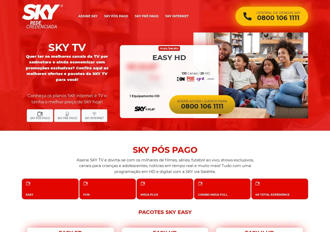 Home da SKY Combo TV em 2021