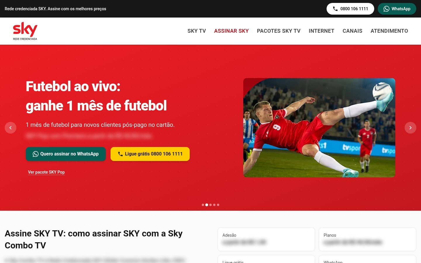 SKY Combo TV — Home desktop