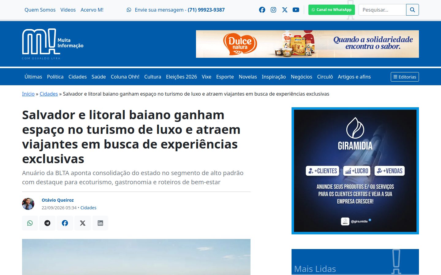 Matéria no portal Muita Informação WordPress