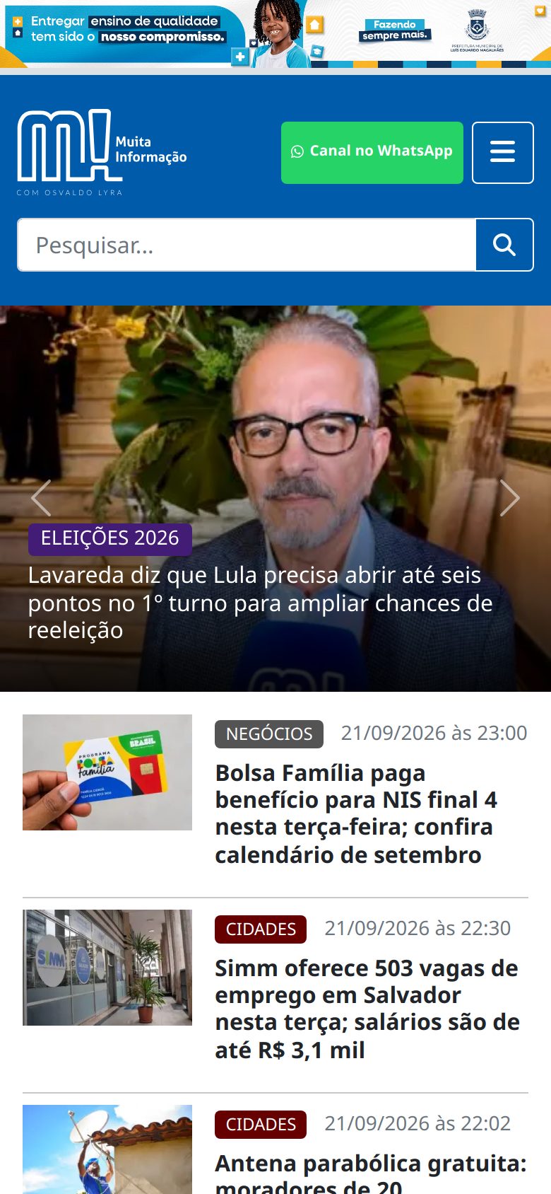 Portal Muita Informação mobile first WordPress