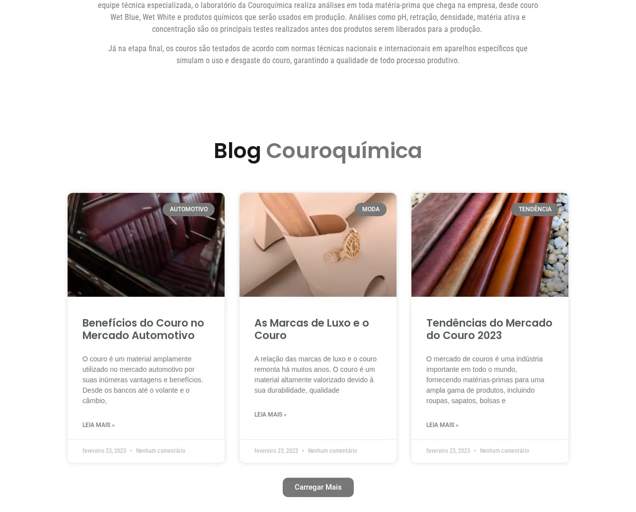 Blog e coleção de couros no site da Couroquímica