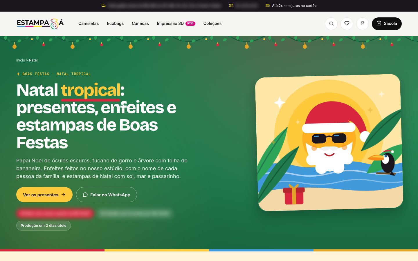 Página especial de Natal da Estampa Já