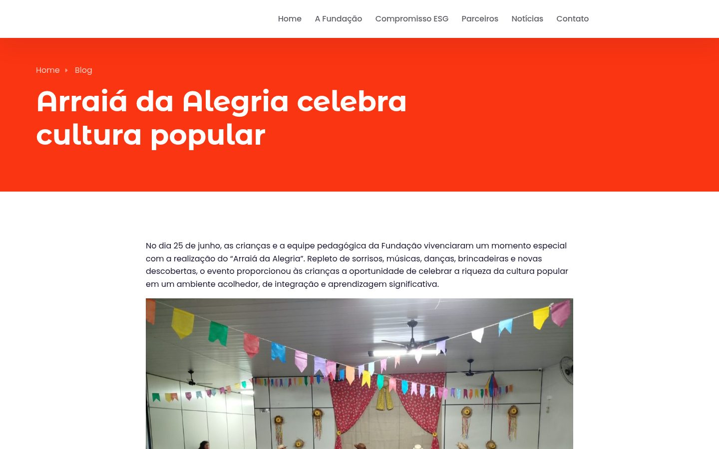 Notícia Arraiá da Alegria no novo site da Fundação Colnaghi