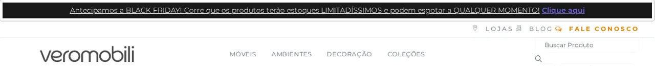 Cabeçalho da loja Veromobili com barra de promoção e menu